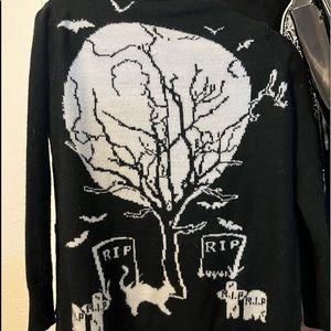 Too fast graveyard bat Halloween cardigan